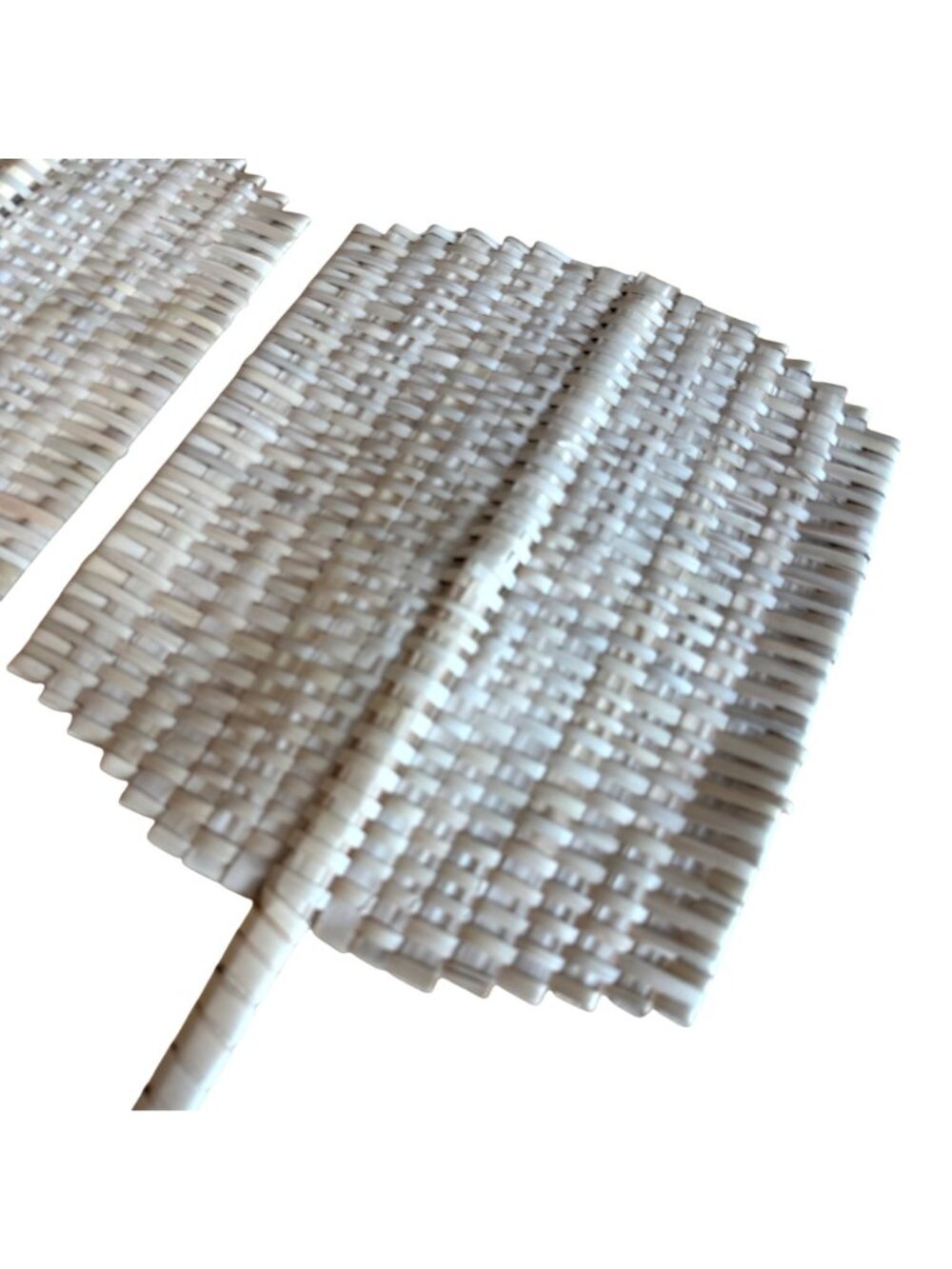Woven Hand Fan Set Traditional Palm Leaf Decorative Handle Beige Lightweight - Picture 7 of 10
